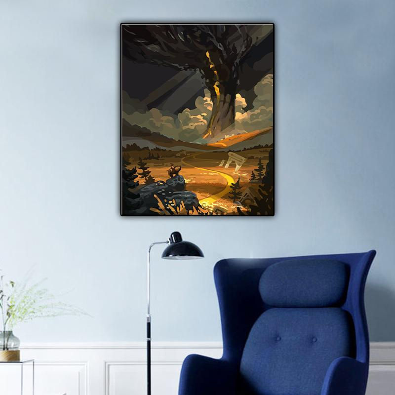 FIYO Malen nach Zahlen Set Herbstlandschaft auf Leinwand, mehrfarbig, B/H: 40 x 50 cm, rahmenlos - Bild 4