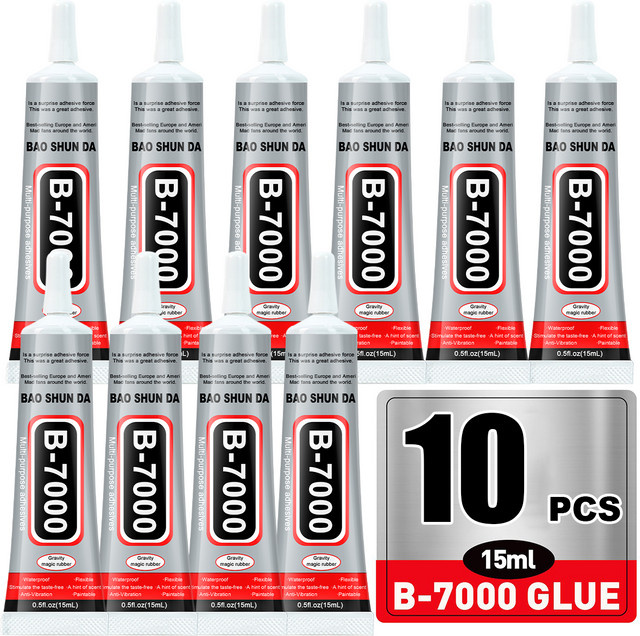 10 Stück B7000 Superkleber transparent, 15 ml pro Flasche, ideal für Handy-Reparaturen, Schmuck und DIY-Projekte mit Präzisionsapplikator - Bild 1