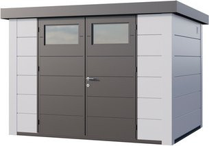 Telluria Gerätehaus Classico in Weiß mit Außenmaßen B: 318 cm, H: 219 cm, T: 258 cm - Bild 1