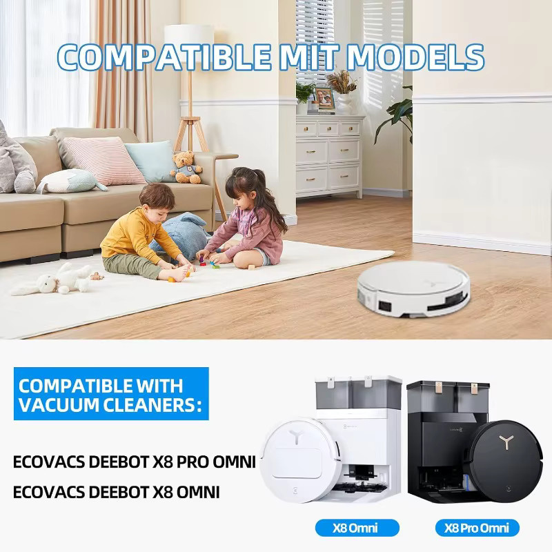 Ecovacs Zubehör-Set für Roboter-Staubsauger mit Hauptseitenbürsten, Wischtüchern, HEPA-Filtern und Staubbeuteln in Grün und Silikon - Bild 2
