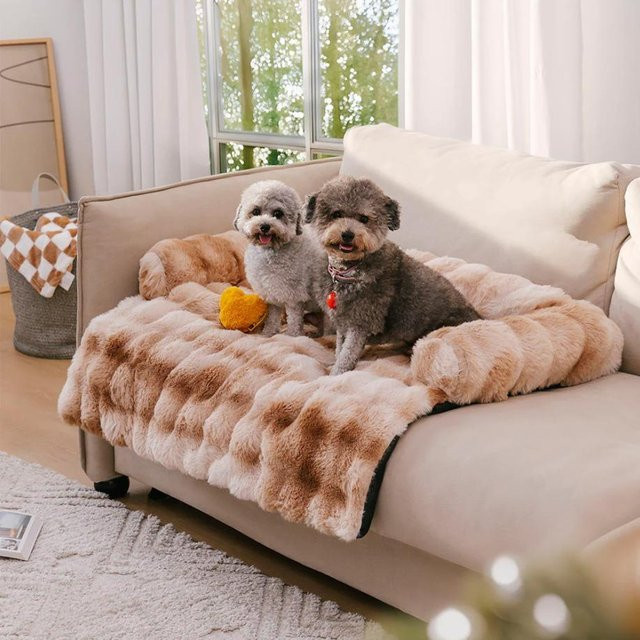 Waschbares Plüsch Hundebett und Katzenbett von Yiran Bag in Grau, Braun oder Mehrfarbig, B/T/H: 70 x 61 x 14 cm - Bild 1