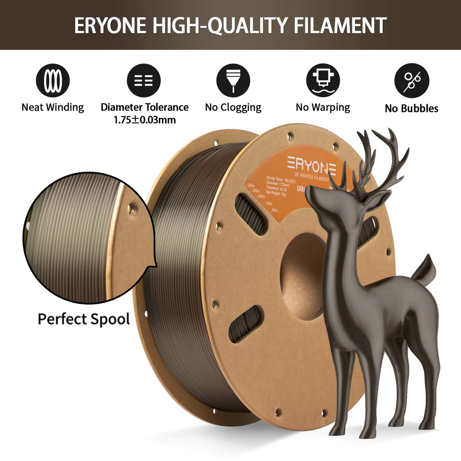 Eryone Ultra Silk PLA Filament 1,75mm für FDM 3D-Drucker, Rot, 5 kg - Bild 3
