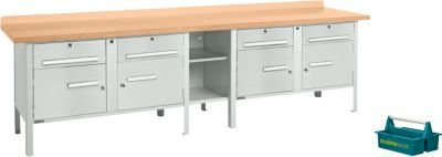 Schäfer Shop Select Kastenwerkbank PWi 300-0 in Lichtgrau mit Buche Multiplexplatte, Tragkraft bis 750 kg, B: 300 cm, T: 70 cm, H: 84 cm - Bild 1