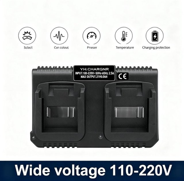 Dual Batterie Schnellladegerät für Makita Li-Ion Akkus BL1415 BL1815 BL1830 BL1850, 2 Slots, 3,0 A, 18V 21V Max, Schwarz - Bild 1