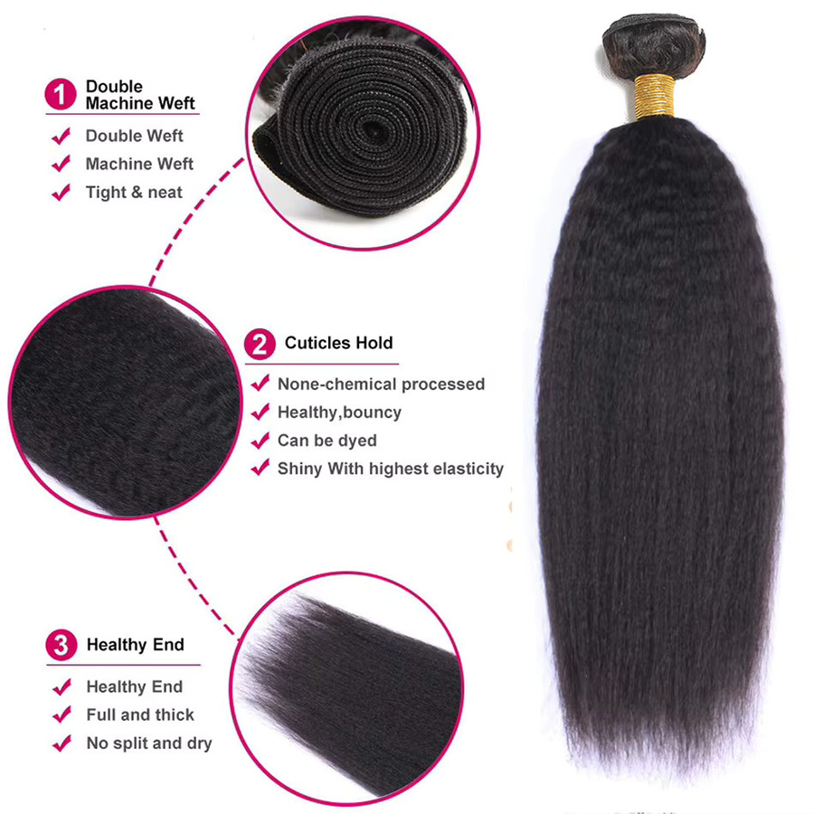 COVERQUEEN Haarbundles, Peruanisches Remy Haar, Grob Yaki, 28 Zoll - Bild 3