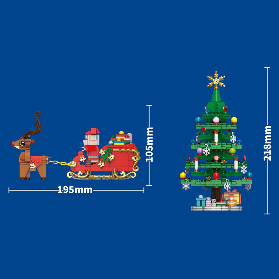 DBPALY Weihnachts Bausteine Set mit Zug, Baum, Elch und Haus in Mehrfarbig aus Kunststoff - Bild 3
