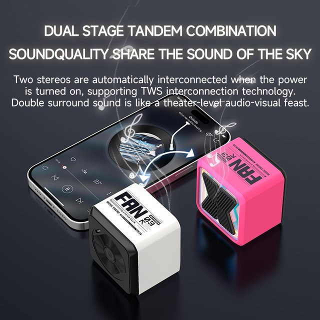 Basix Mini-Bluetooth-Lautsprecher Tragbarer Kabelloser Stereo-Surround-Sound in Pink - Bild 1