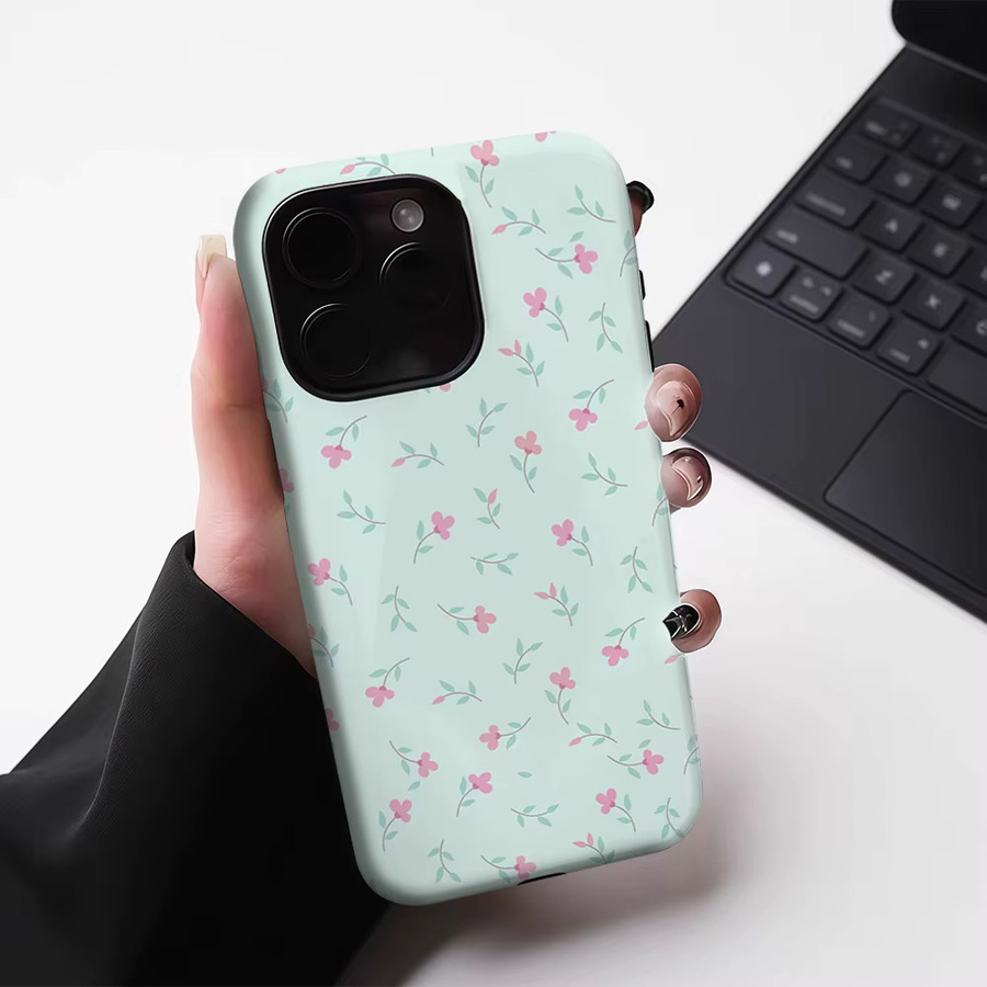 Potdemiel Handyhülle mit Blüten-Design in Pink und Multicolour für iPhone 17 16 15 14 13 Pro Max Plus, robuste magnetische Einzel- und Doppelschicht-Schutzhülle - Bild 3