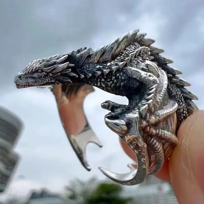HYFAD Ring Drache, Silber, Herren, Vintage - Bild 2