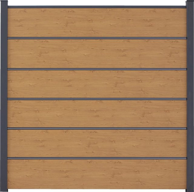 GroJa Steckzaun Premium Basicline Asteiche Natur, PVC-beschichtet, B: 180 cm, H: 180 cm - Bild 1