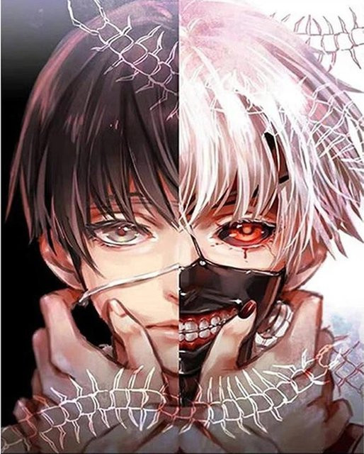 DIY 5D Diamantmalerei Set Cartoon Anime Junge als Kreuzstich Mosaik Kit in Grau, B/H: 20 x 30 cm - Bild 1