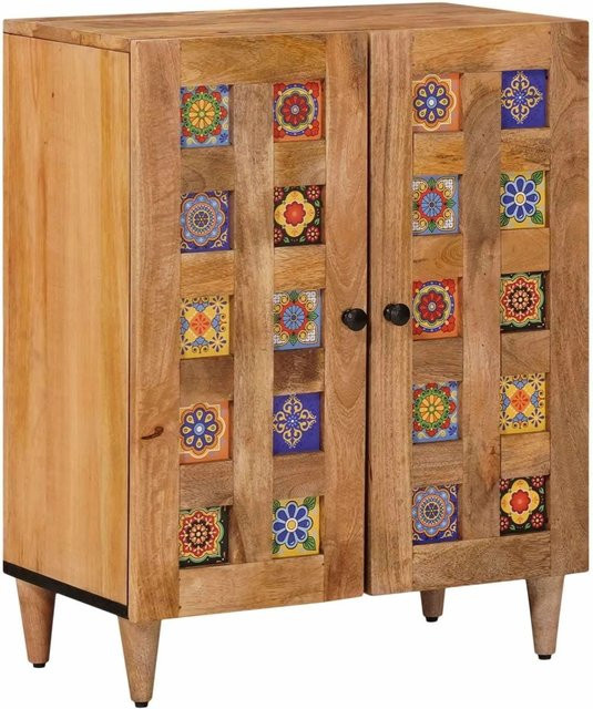 vidaXL Sideboard aus Massivholz Mango in Natur, modern, B/T/H: 60 x 33,5 x 75 cm - Bild 1