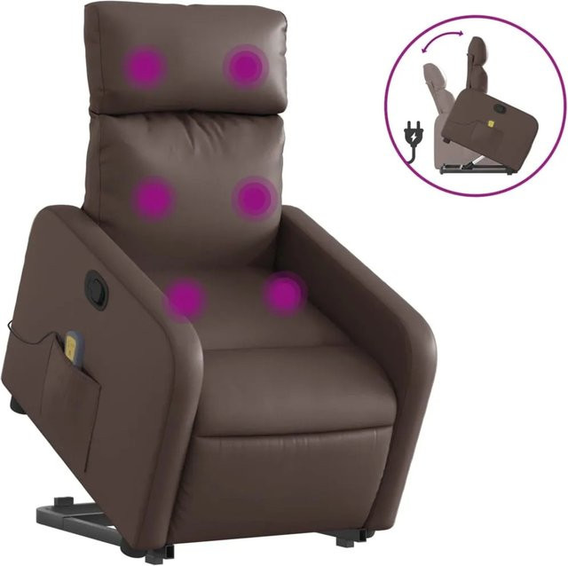 vidaXL Massagesessel mit Aufstehhilfe in Braun aus Kunstleder - Bild 1