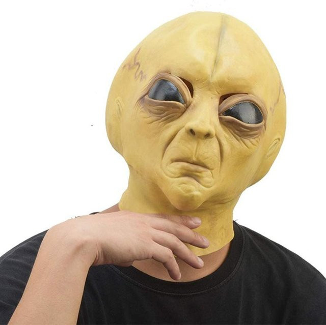 Lustige Alien Latexmaske, Gelb, One size - Bild 1