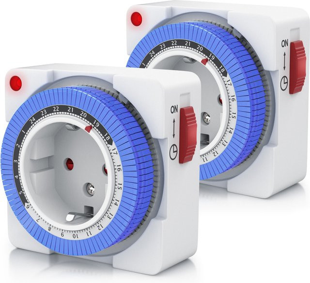 Bearware 2er-Set mechanische Zeitschaltuhr in Weiß, 24h mit 15 min. Zeitintervallen und Kinderschutzsicherung - Bild 1