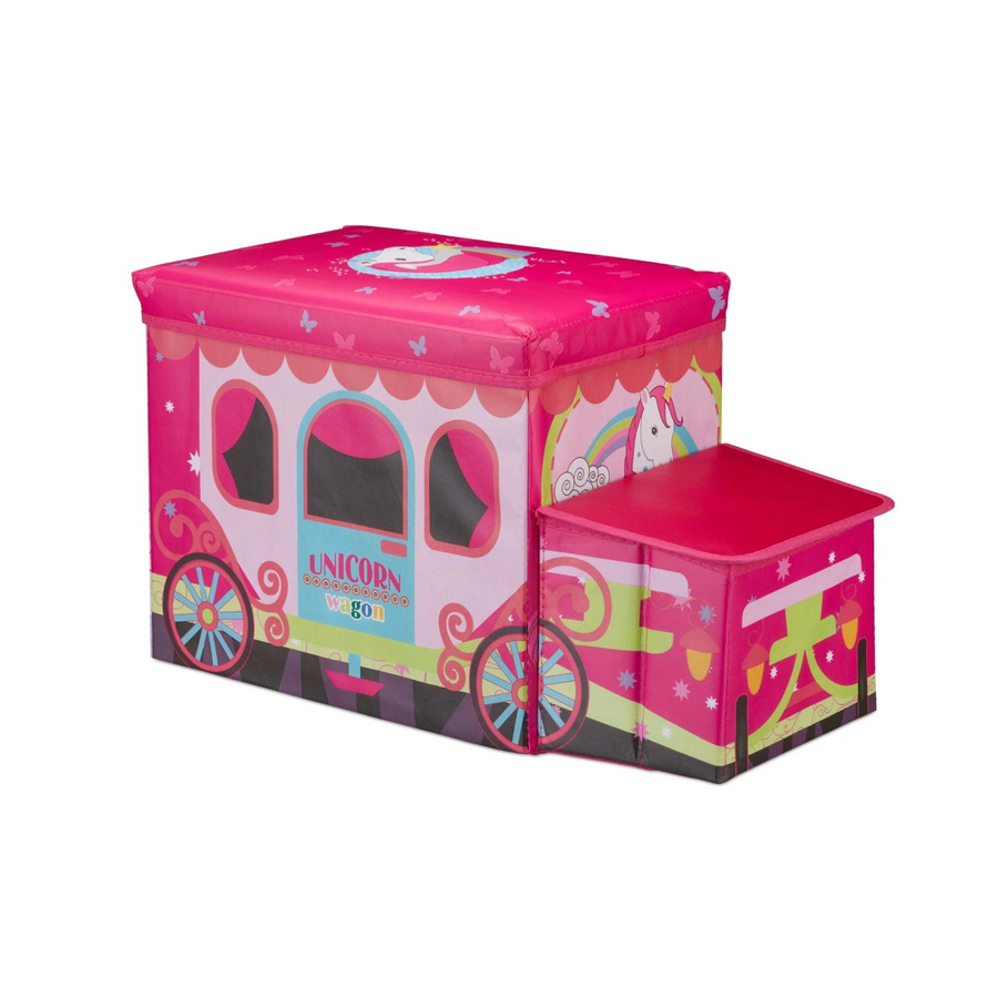 Relaxdays Sitzbox Unicorn, gepolsterte Sitzbox für Kinder, mehrfarbig, B/T/H: 33 x 27 x 56 cm - Bild 2