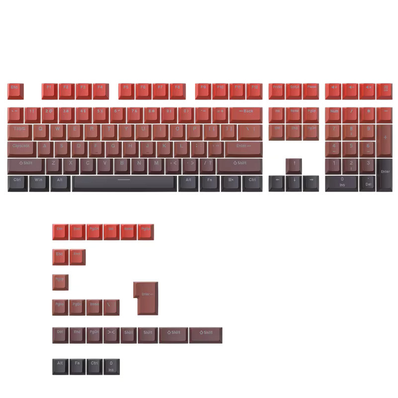 Mechanische Tastenkappen mit Farbverlauf und Gravur, 133+ PBT-Keycaps in zweifarbiger Injektion, OEM-Höhe für Cherry MX Switches, Multicolor und Weiß - Bild 3