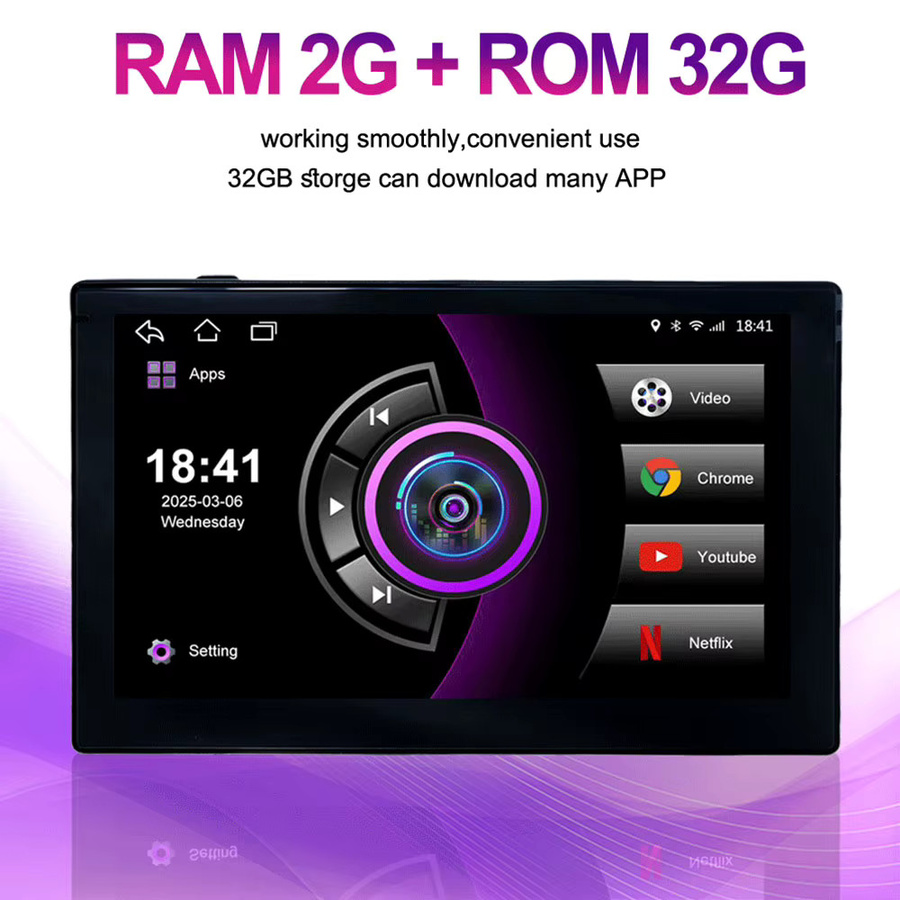 Icreative Android 13 Auto Kopfstütze Monitor mit 10,1 Zoll HD Display, Apple CarPlay, Bluetooth und HDMI-Eingang, Schwarz - Bild 2