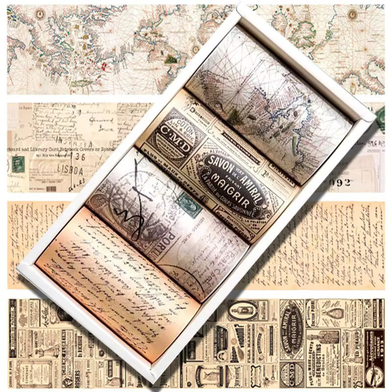 3 Rollen Vintage Washi Tape von ZSY in Multicolour für DIY-Journal und Scrapbooking - Bild 3