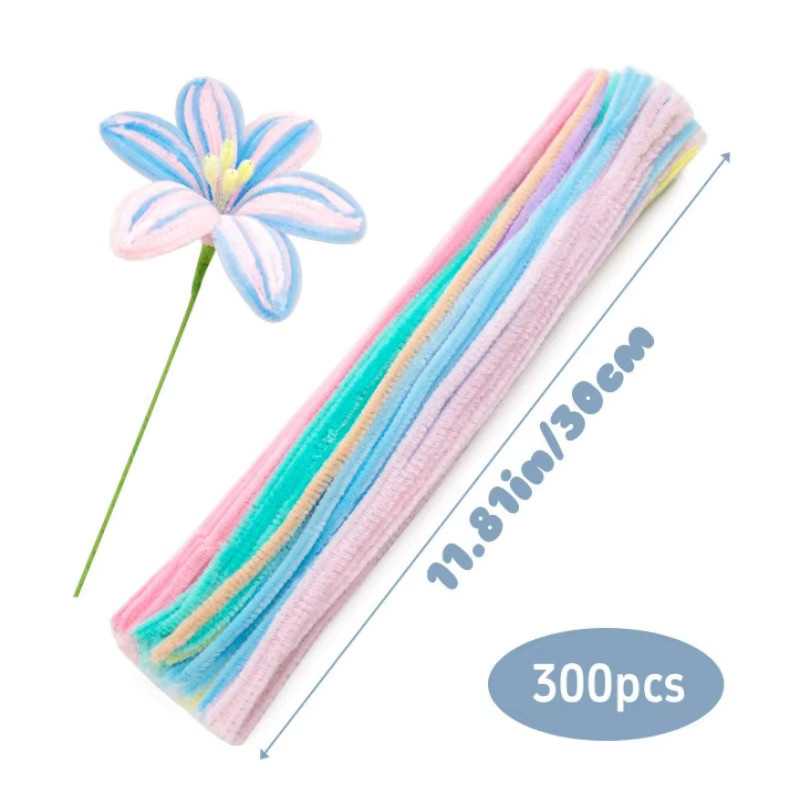 300 Stück bunte Chenille-Pfeifenreiniger für DIY-Bastelprojekte, Länge: 30 cm, Multicolor - Bild 1