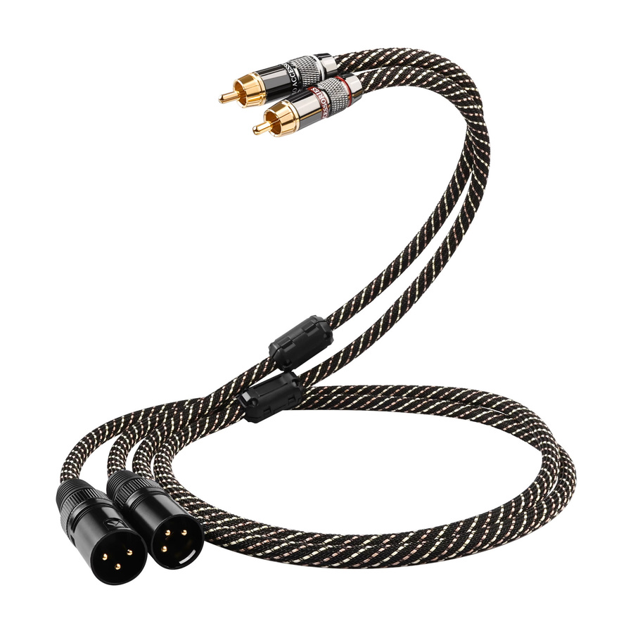 YYTCG HIFI Audio Kabel 2RCA auf 2XLR 6N OFC Patchkabel für Lautsprecher Verstärker und Mixer in Schwarz - Bild 2
