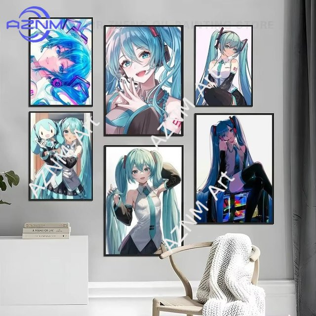 KAYOU Anime Wandposter Hatsune Miku Selbstklebender Wasserfester Papieraufkleber in Mehrfarbig - Bild 1