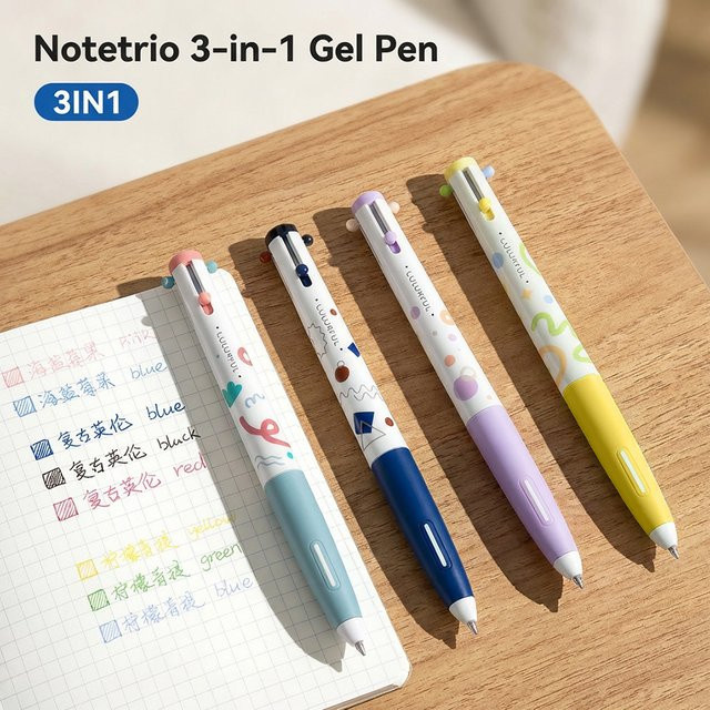 2er-Pack 3-in-1 Bullet-Gelstifte mit 0,5mm Spitze in Mehrfarbig für Schule und Büro - Bild 1