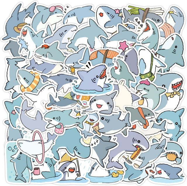 GOGOTU Shark Meme Aufkleber, 10/30/50PCS, Cartoon Tier Aufkleber - Bild 1