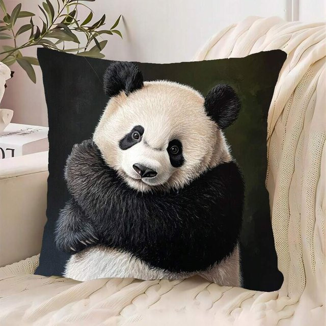 JMG Clothing Kissenbezug mit Panda-Bär Motiv in Schwarz, B/B: 55 x 55 cm - Bild 1