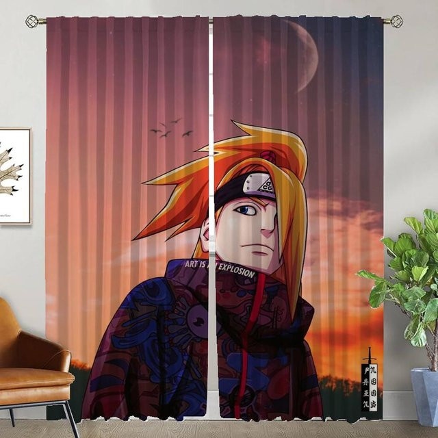 N-Naruto Halloween Dekoration Vorhänge für dein Wohnzimmer, 2er-Set, Mehrfarbig, Breite: 50 cm, Höhe: 70 cm - Bild 1