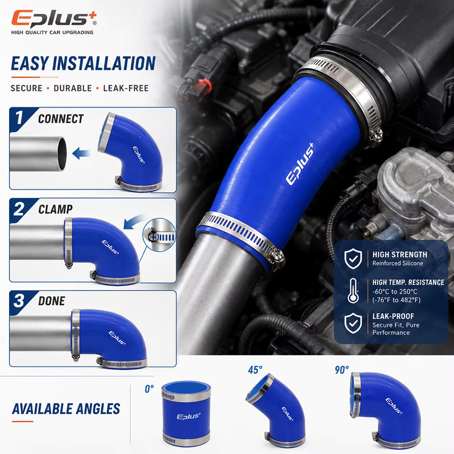 EPLUS Silikonschlauch Verbindungsstück und Rohradapter Set in Blau und Grün, hochtemperaturbeständig, mit 0°, 45° und 90° Winkeln - Bild 5