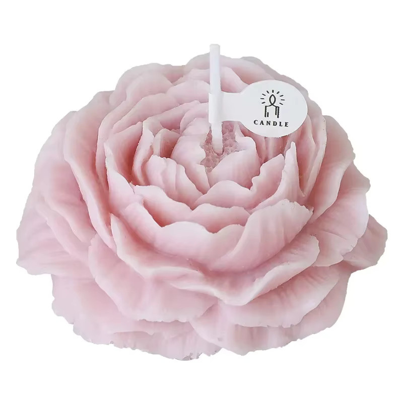 Handgefertigte Pfingstrosen-Kerze aus Sojawachs in Pink mit Blumenduft für deine Heimdekoration - Bild 2