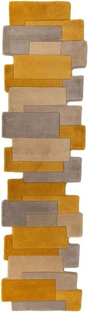 Flair Rugs Wollteppich Collage in Gelb und Multicolour, abstraktes Design, Breite: 60 cm, Länge: 230 cm - Bild 1