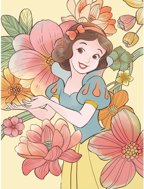 Komar Wandbild Snow White Flowers Kinderwelten bunt B/H: 30 x 40 cm - Bild 1