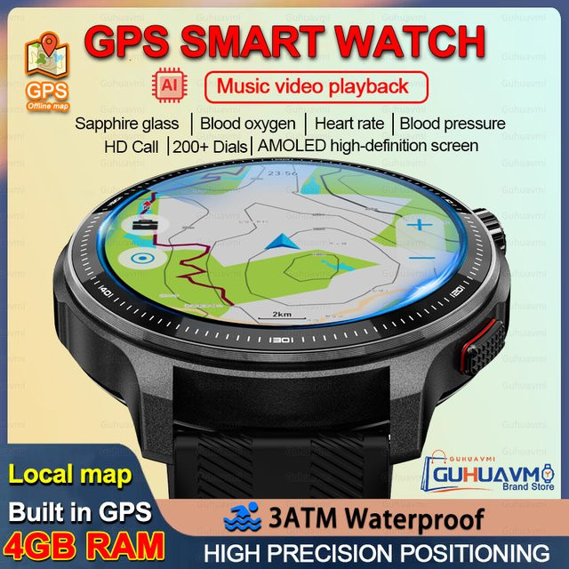 MAVHX Smartwatch, GPS, Silikon, Schwarz, Herren - Bild 1