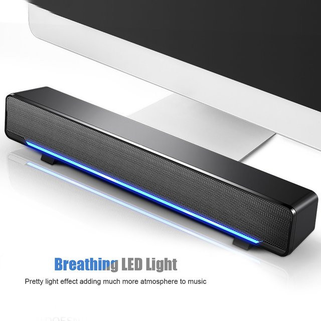 Qiilu Tragbare Stereo-Soundbar in Schwarz mit USB-Anschluss und 3,5-mm-Klinkeneingang für PC und Handy - Bild 1