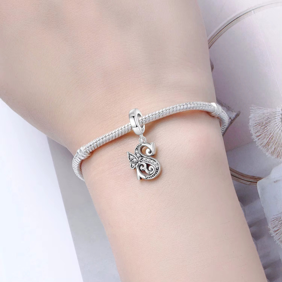 CYMYSS Charm Anhänger 925 Silber, Zirkonia, Perle, Schmetterling, Damen - Bild 2