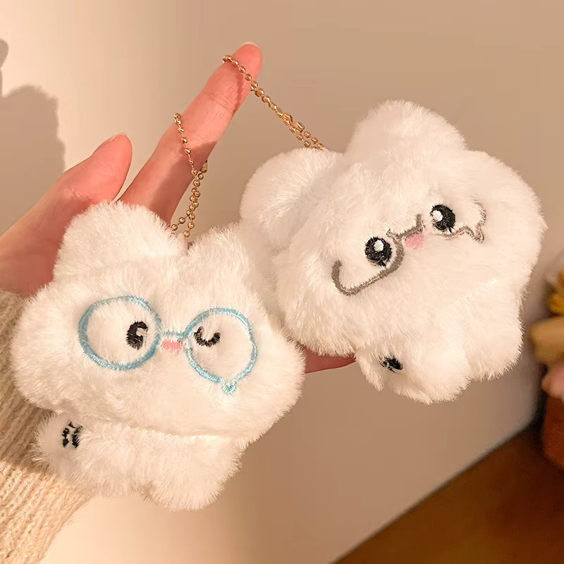 GSF Plüsch-Anhänger, kleiner Bär, kleiner Hase, Stoffpuppe, Weiß - Bild 2