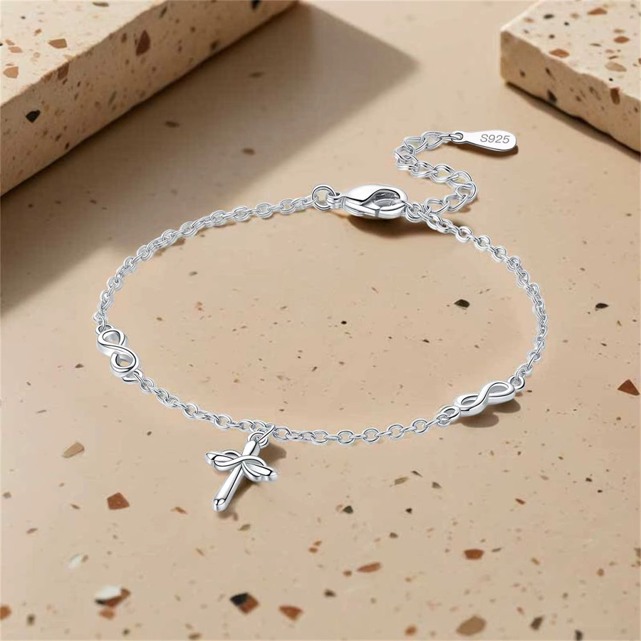 PANPOKI Armband, 925 Silber, Unendlichkeitssymbol Kreuz, Damen - Bild 3