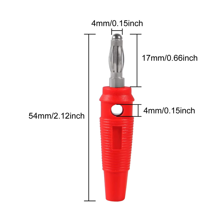 AOKIN 10er Set 32A Hochstrom Bananenstecker 4mm Männlich Stapelbar Schraubtyp in Schwarz und Rot - Bild 2
