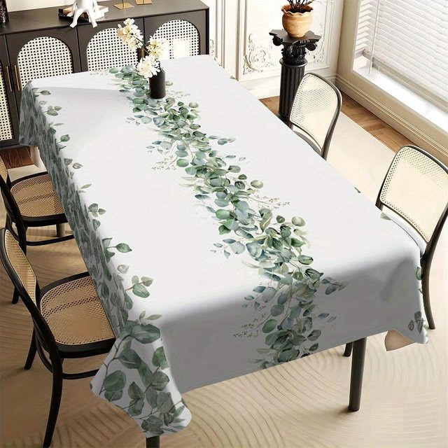 Rechteckige Tischdecke von JMG Household Supplies mit Salbeiblatt- und Eukalyptus-Design in Grün, B/B: 140 x 140 cm - Bild 1