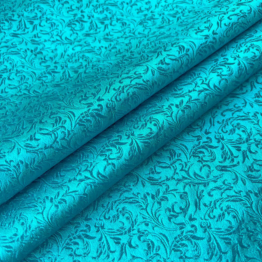 Findohope Jacquard-Stoff in Grün mit Weizen-Blumen-Stil aus Damast-Seide und Satin für Möbel, Vorhänge und Bekleidung - Bild 3