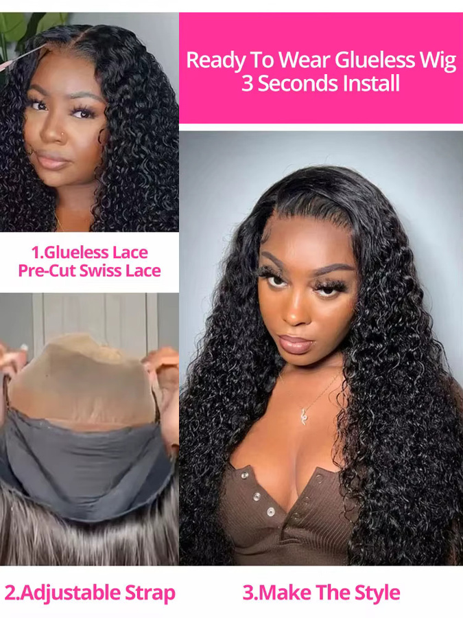 AMYTUD Deep Wave Echthaarperücke, 13x4 Lace Frontal, 250% Dichte - Bild 4