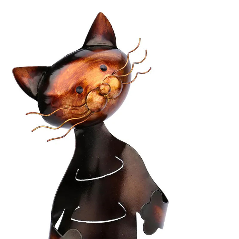 Tooarts Katzenförmiger Weinhalter aus Metall in Braun als dekorative Metallskulptur - Bild 4