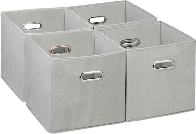 Relaxdays Aufbewahrungsboxen 4er Set aus Stoff in Grau, faltbar, B/T/H: 30 x 30 x 30 cm - Bild 1