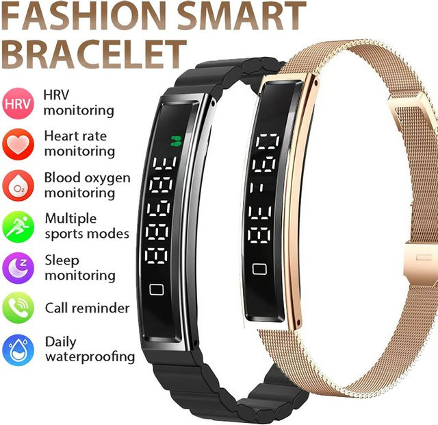 Luxuglow Smart Armband Gold mit Herzfrequenzmonitor und Fitness Tracker für Damen und Herren, wasserdicht - Bild 1