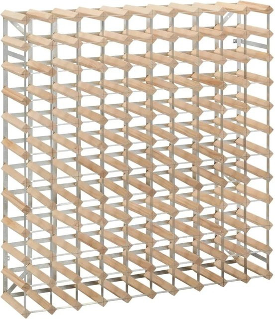 vidaXL Weinregal aus massivem Kiefernholz in Braun und Beige für 120 Flaschen, B/T/H: 110 x 22,5 x 110 cm - Bild 1