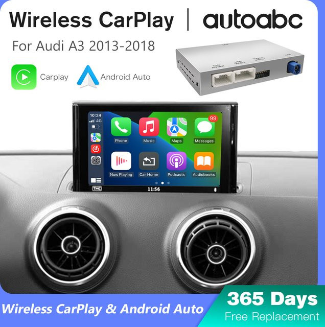 AUTOABC Drahtloses CarPlay und Android Auto Interface Modul für Audi A3 A4 A5 Q2 Q7 Q5L 8V MIB MIB2 mit AirPlay und Mirror Link Unterstützung - Bild 1