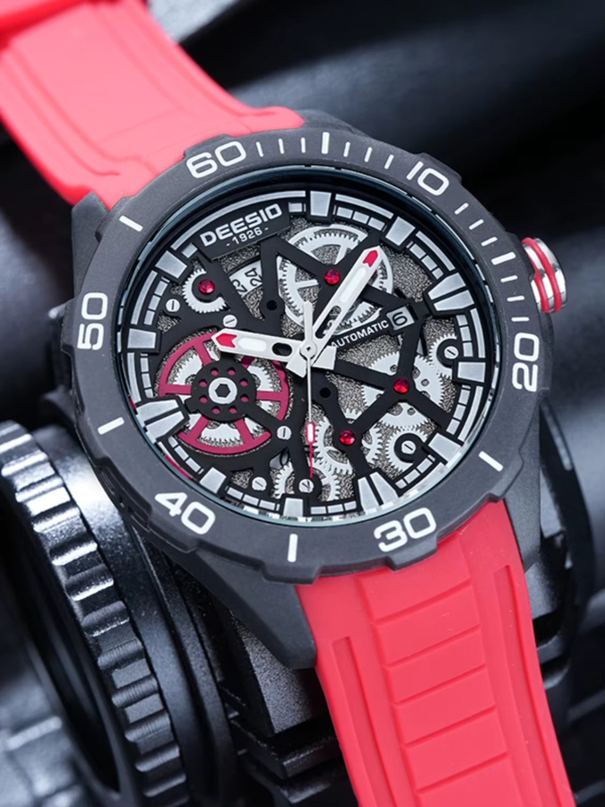 Deesio Armbanduhr Herren, Automatik, Kohlefaser, Schwarz, Analoguhr - Bild 4