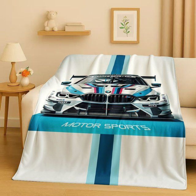 Faviora Flanelldecke mit E36-Rennwagen-Cartoon-Design, ultraweiche und warme Plüschdecke für Zuhause, Schlafzimmer und Reisen - Bild 1